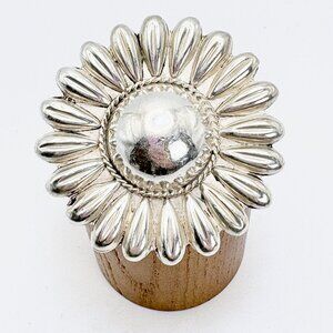 VTG Mexico 875 Silver Large Sunflower Sunburst Brooch Size 2.25" Diameter